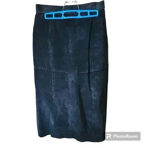 GB Sport Skirt Vintage Black Leather Lined Midi Skirt Size 10